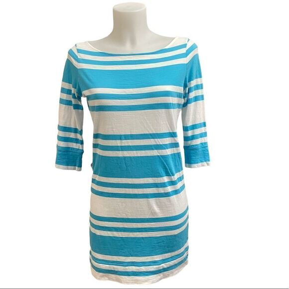 LILLY PULITZER LIGHT BLUE/ WHITE STRIPED Cotton CASUAL SHIFT‎ DRESS SZ XS - Picture 1 of 10